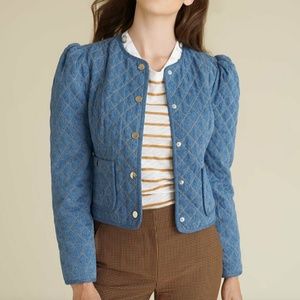 New Veronica Beard Camilla Quilted Denim Jacket